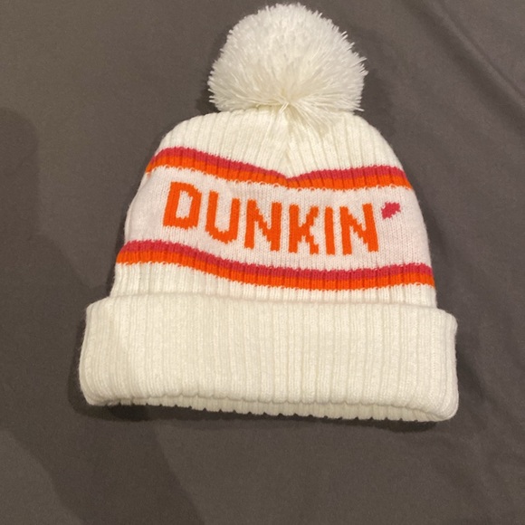 Kids White and Orange Pom-Pom Beanie - Picture 2 of 2